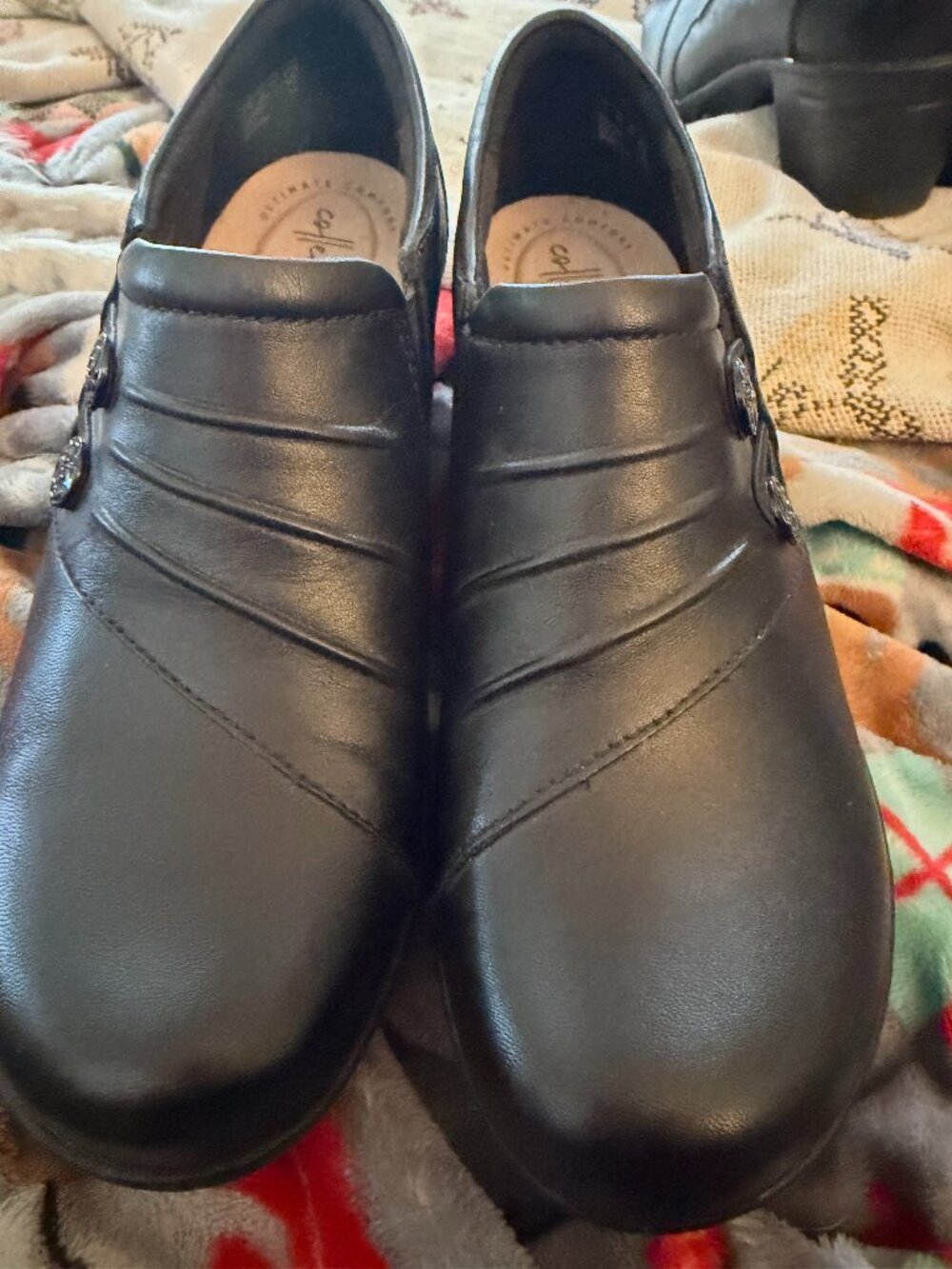 Clarks Shoes Black Leather Slip On Bootie Size 8.5 M